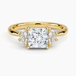 Half Moon Three Stone Diamond Ring (1/4 ct. tw.) Yellow Gold 18k Princess Engagement Ring