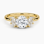 Half Moon Three Stone Diamond Ring (1/4 ct. tw.) Yellow Gold 18k Round Engagement Ring