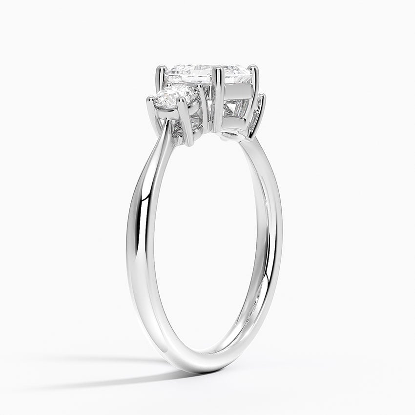 Selene Three Stone Diamond Ring (1/3 ct. tw.) Platinum Asscher Engagement Ring