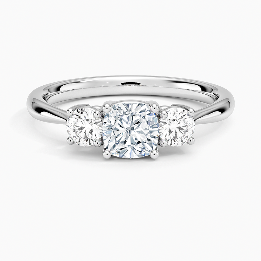 Selene Three Stone Diamond Ring (1/3 ct. tw.) Platinum Cushion Engagement Ring