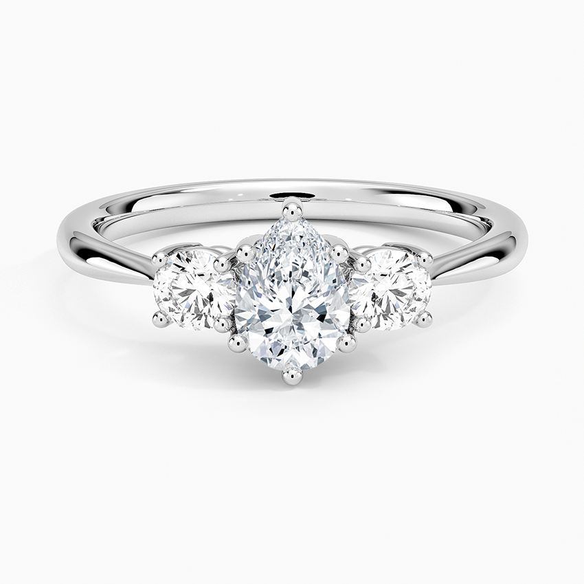 Selene Three Stone Diamond Ring (1/3 ct. tw.) Platinum Pear Engagement Ring