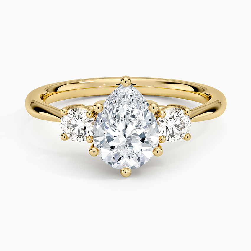 Selene Three Stone Diamond Ring (1/3 ct. tw.) Yellow Gold 18k Pear Engagement Ring