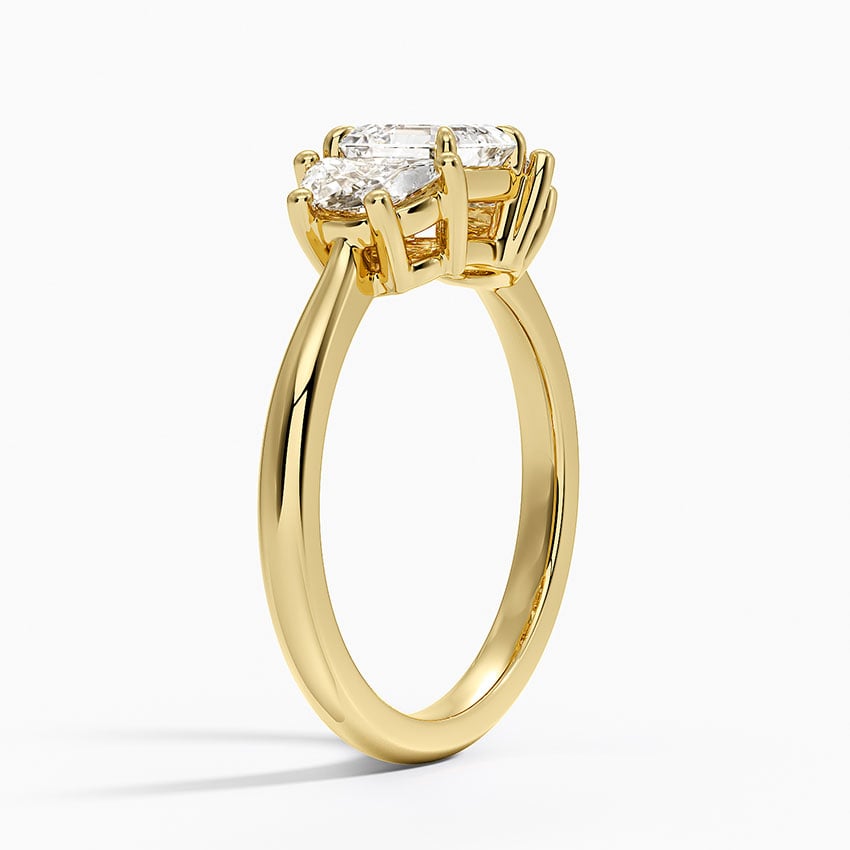 Half Moon Three Stone Diamond Ring (1/2 ct. tw.) Yellow Gold 18k Asscher Engagement Ring