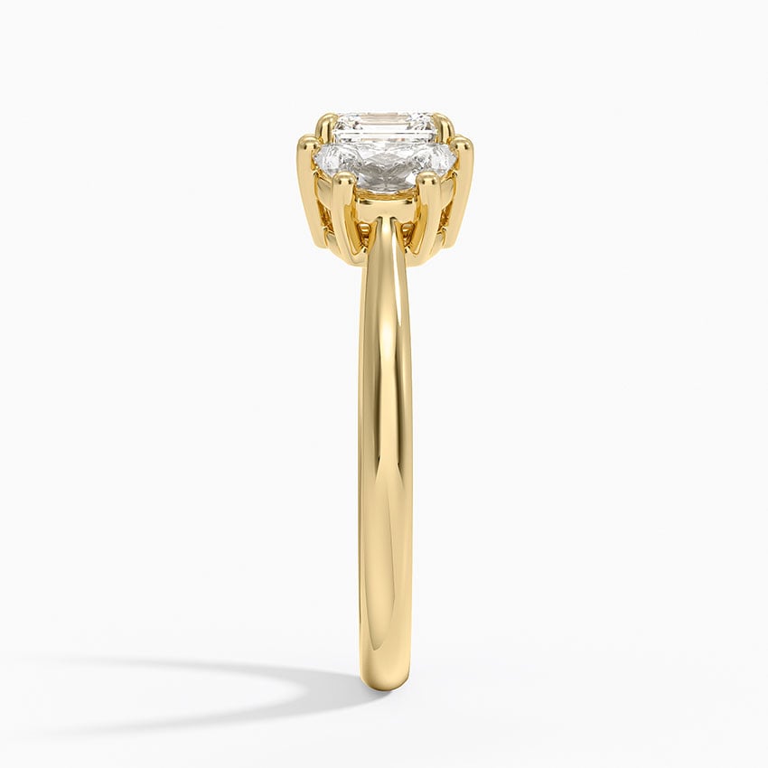 Half Moon Three Stone Diamond Ring (1/2 ct. tw.) Yellow Gold 18k Asscher Engagement Ring