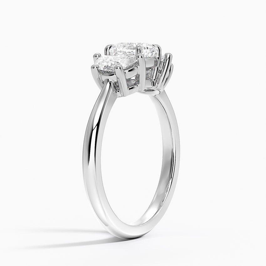 Half Moon Three Stone Diamond Ring (1/2 ct. tw.) Platinum Cushion Engagement Ring