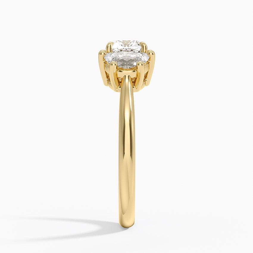 Half Moon Three Stone Diamond Ring (1/2 ct. tw.) Yellow Gold 18k Cushion Engagement Ring