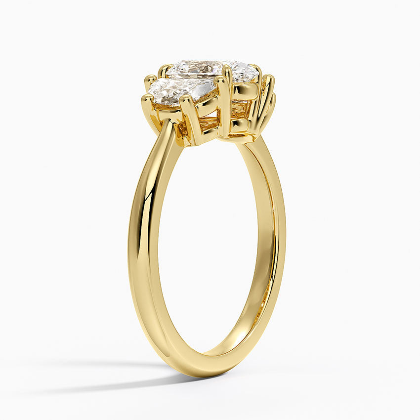 Half Moon Three Stone Diamond Ring (1/2 ct. tw.) Yellow Gold 18k Oval Engagement Ring