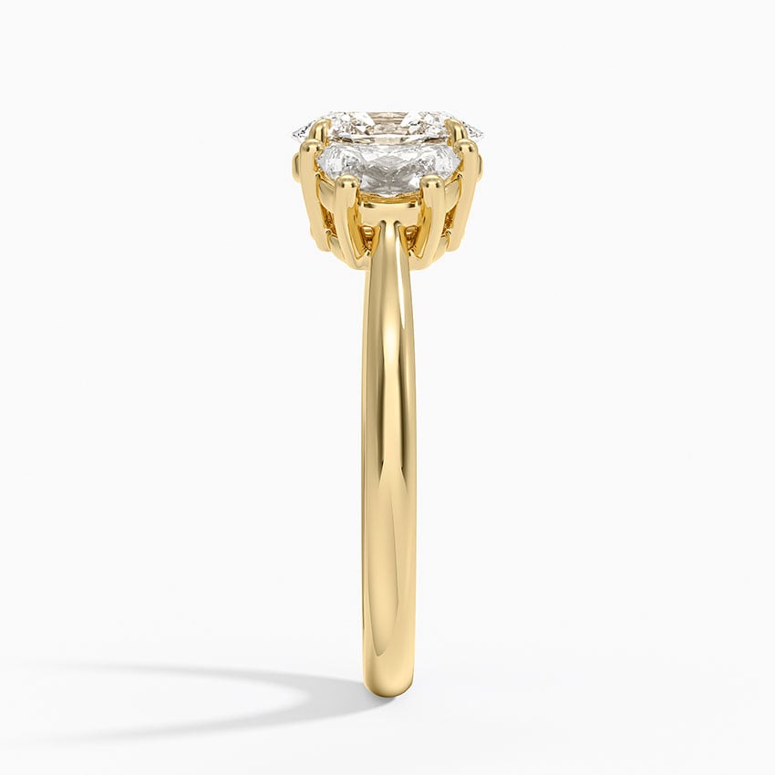 Half Moon Three Stone Diamond Ring (1/2 ct. tw.) Yellow Gold 18k Oval Engagement Ring