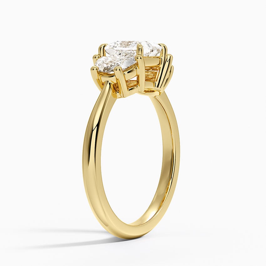 Half Moon Three Stone Diamond Ring (1/2 ct. tw.) Yellow Gold 18k Princess Engagement Ring
