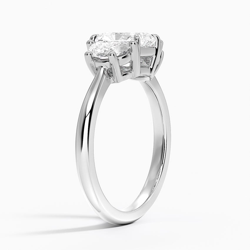 Half Moon Three Stone Diamond Ring (1/2 ct. tw.) Platinum Radiant Engagement Ring