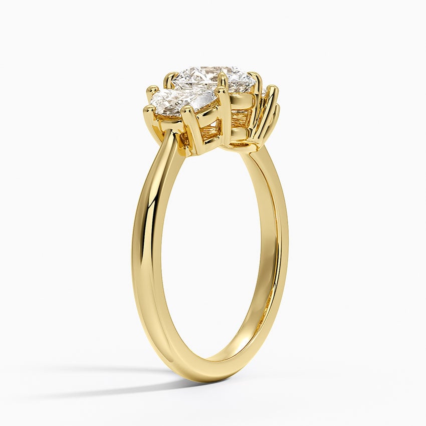 Half Moon Three Stone Diamond Ring (1/2 ct. tw.) Yellow Gold 18k Round Engagement Ring