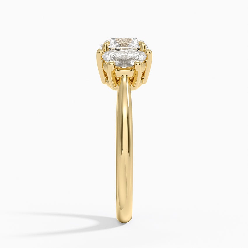 Half Moon Three Stone Diamond Ring (1/2 ct. tw.) Yellow Gold 18k Round Engagement Ring