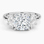 Half Moon Three Stone Diamond Ring (1/2 ct. tw.) Platinum Cushion Engagement Ring