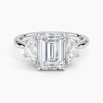Half Moon Three Stone Diamond Ring (1/2 ct. tw.) Platinum Emerald Engagement Ring