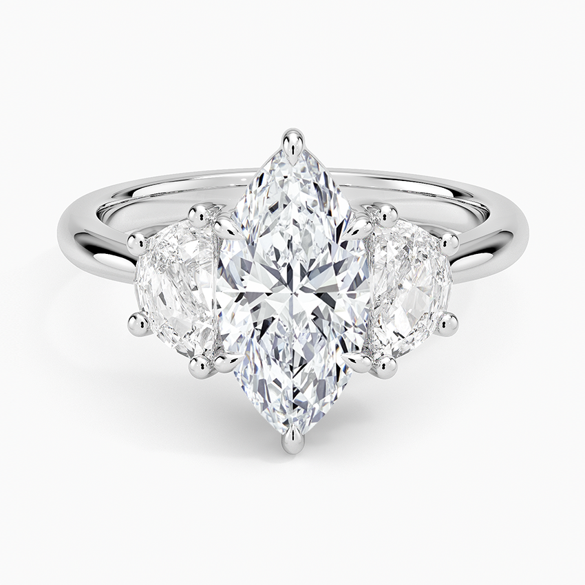 Half Moon Three Stone Diamond Ring (1/2 ct. tw.) Platinum Marquise Engagement Ring