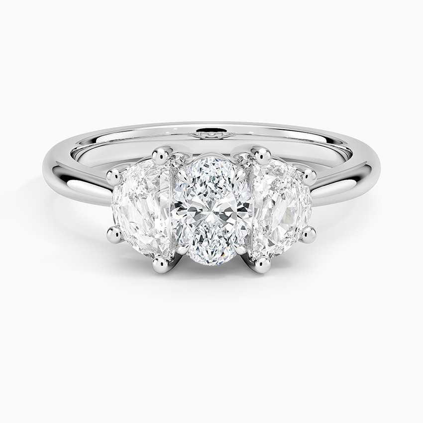 Half Moon Three Stone Diamond Ring (1/2 ct. tw.) Platinum Oval Engagement Ring