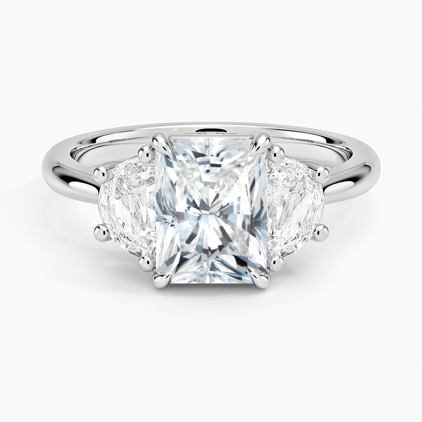 Half Moon Three Stone Diamond Ring (1/2 ct. tw.) Platinum Radiant Engagement Ring