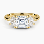 Half Moon Three Stone Diamond Ring (1/2 ct. tw.) Yellow Gold 18k Asscher Engagement Ring