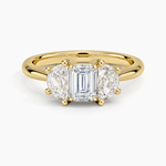 Half Moon Three Stone Diamond Ring (1/2 ct. tw.) Yellow Gold 18k Emerald Engagement Ring