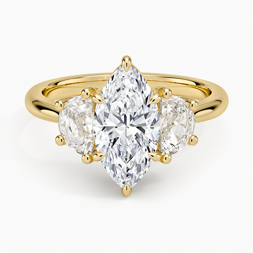Half Moon Three Stone Diamond Ring (1/2 ct. tw.) Yellow Gold 18k Marquise Engagement Ring