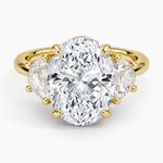 Half Moon Three Stone Diamond Ring (1/2 ct. tw.) Yellow Gold 18k Oval Engagement Ring