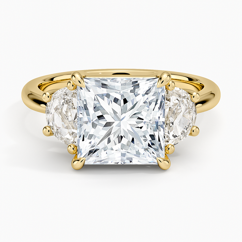 Half Moon Three Stone Diamond Ring (1/2 ct. tw.) Yellow Gold 18k Princess Engagement Ring