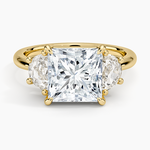 Half Moon Three Stone Diamond Ring (1/2 ct. tw.) Yellow Gold 18k Princess Engagement Ring