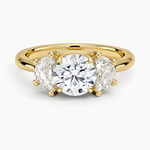 Half Moon Three Stone Diamond Ring (1/2 ct. tw.) Yellow Gold 18k Round Engagement Ring
