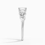 Arden Three Stone Diamond Ring Platinum Asscher Engagement Ring