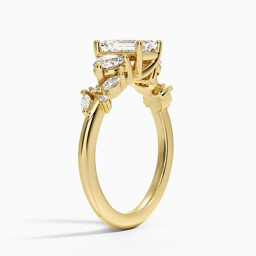 Arden Three Stone Diamond Ring Yellow Gold 18k Emerald Engagement Ring