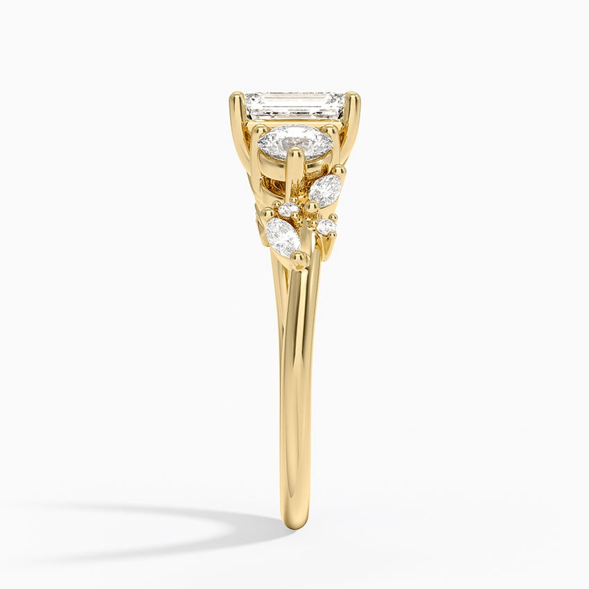 Arden Three Stone Diamond Ring Yellow Gold 18k Emerald Engagement Ring