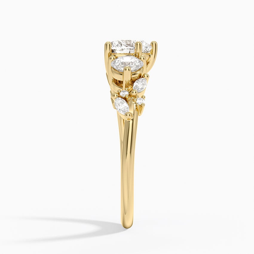 Arden Three Stone Diamond Ring Yellow Gold 18k Heart Engagement Ring