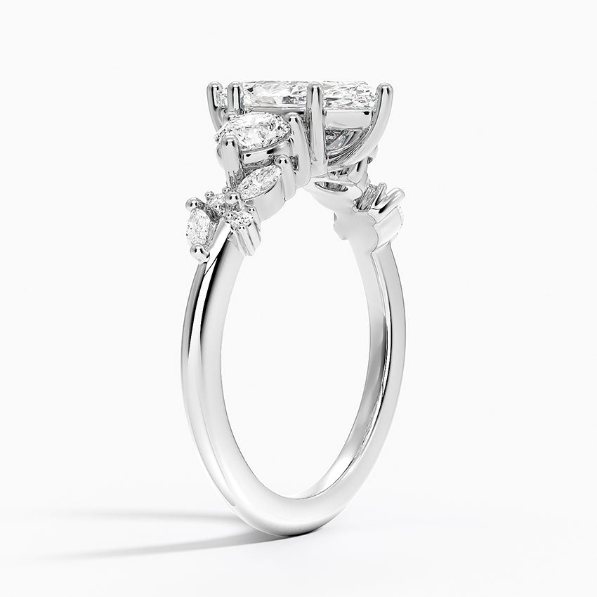 Arden Three Stone Diamond Ring Platinum Marquise Engagement Ring