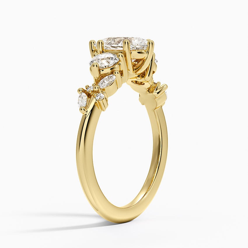 Arden Three Stone Diamond Ring Yellow Gold 18k Pear Engagement Ring