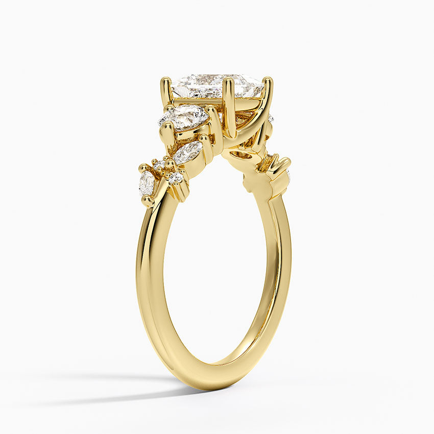 Arden Three Stone Diamond Ring Yellow Gold 18k Princess Engagement Ring