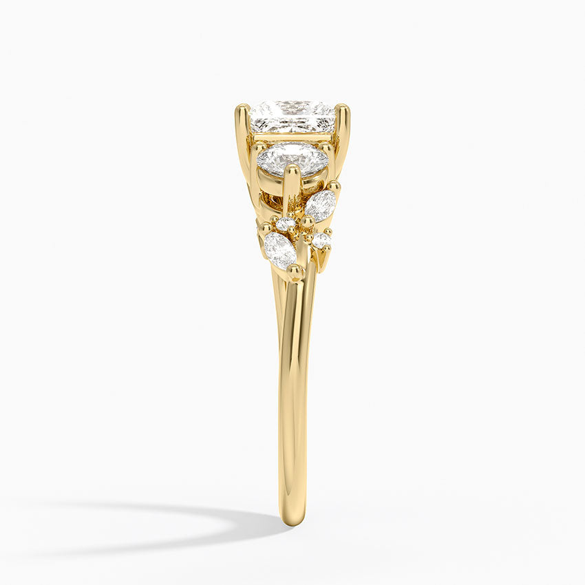 Arden Three Stone Diamond Ring Yellow Gold 18k Princess Engagement Ring