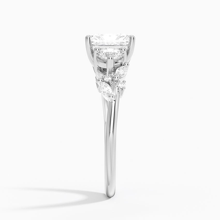 Arden Three Stone Diamond Ring Platinum Radiant Engagement Ring