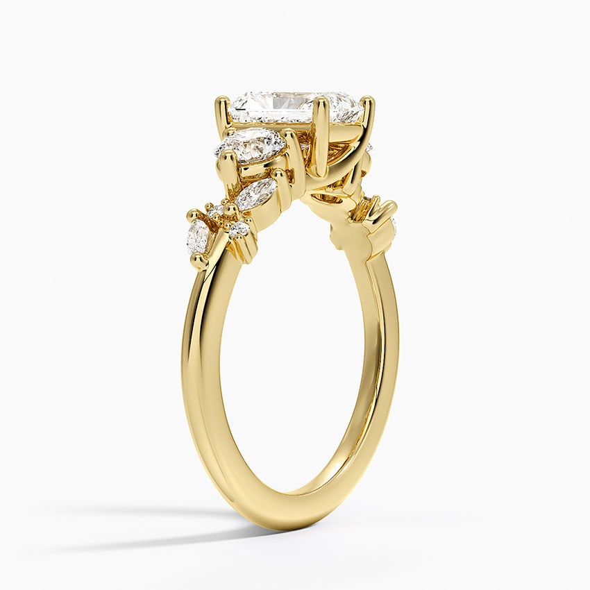 Arden Three Stone Diamond Ring Yellow Gold 18k Radiant Engagement Ring