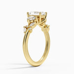 Arden Three Stone Diamond Ring Yellow Gold 18k Radiant Engagement Ring