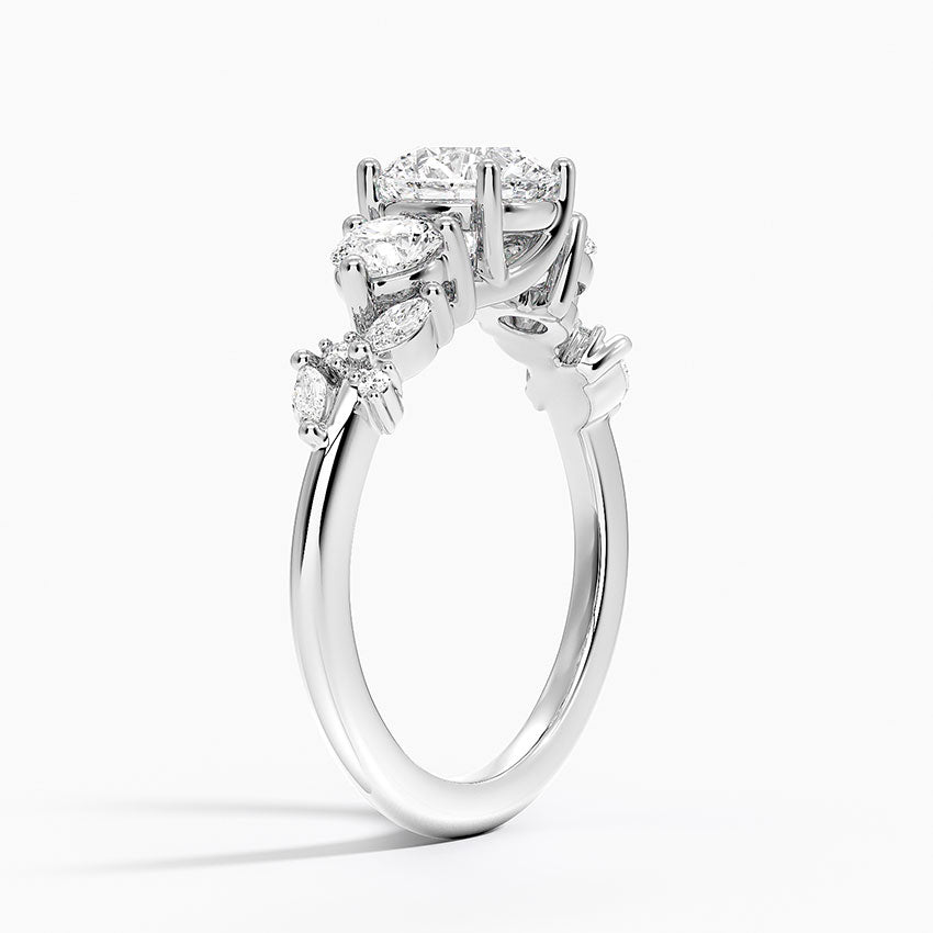 Arden Three Stone Diamond Ring Platinum Round Engagement Ring
