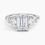 Arden Three Stone Diamond Ring Platinum Emerald Engagement Ring