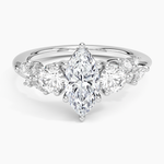 Arden Three Stone Diamond Ring Platinum Marquise Engagement Ring