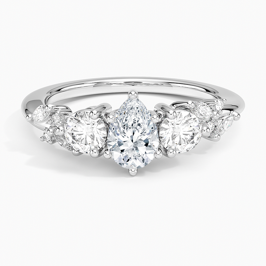 Arden Three Stone Diamond Ring Platinum Pear Engagement Ring