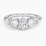 Arden Three Stone Diamond Ring Platinum Pear Engagement Ring