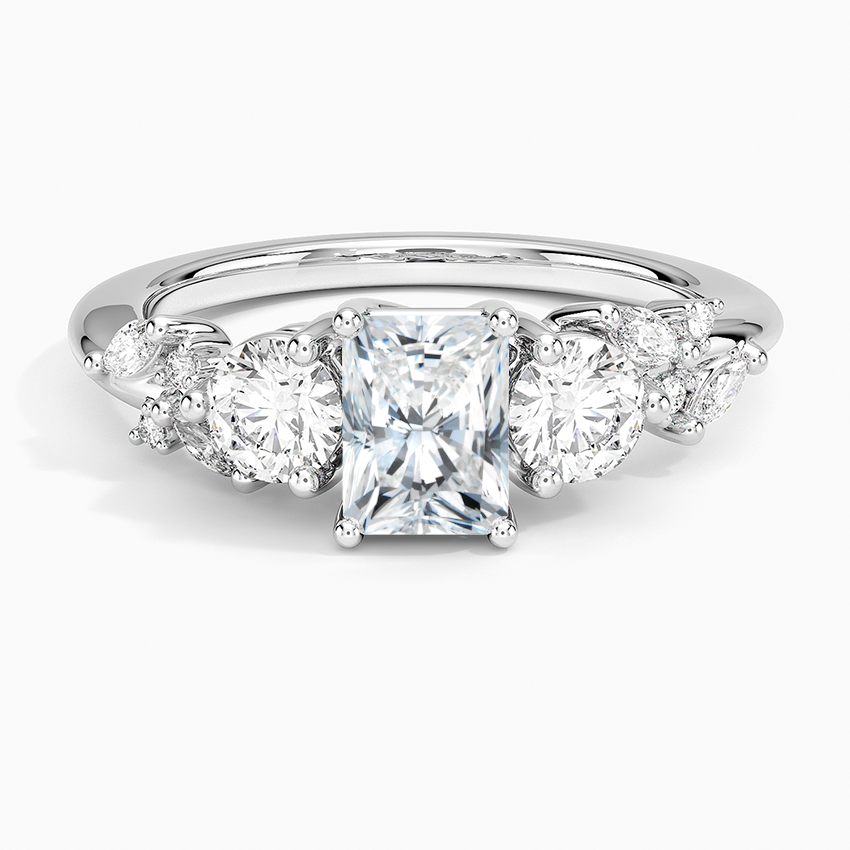 Arden Three Stone Diamond Ring Platinum Radiant Engagement Ring