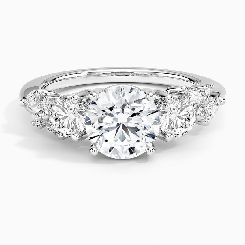Arden Three Stone Diamond Ring Platinum Round Engagement Ring