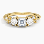 Arden Three Stone Diamond Ring Yellow Gold 18k Asscher Engagement Ring