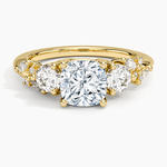 Arden Three Stone Diamond Ring Yellow Gold 18k Cushion Engagement Ring