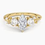 Arden Three Stone Diamond Ring Yellow Gold 18k Marquise Engagement Ring