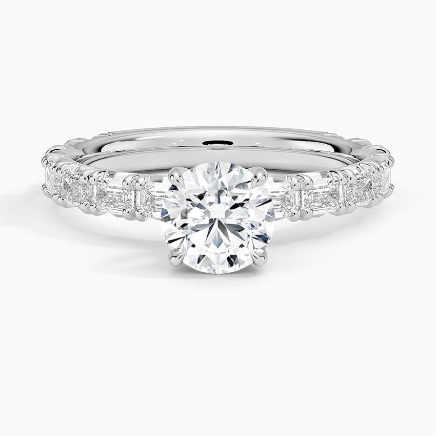 Nathalie Emerald-Cut Diamond Ring (3/4 ct. tw.) Platinum Round Engagement Ring